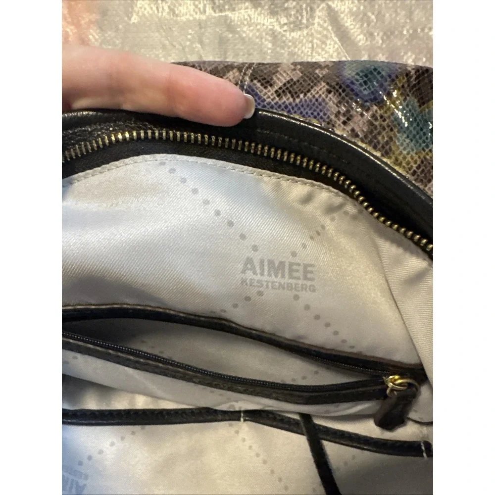 Aimee Kestenberg Multi-Color Snakeskin Embossed Leather Hobo Bag Gold Hardware